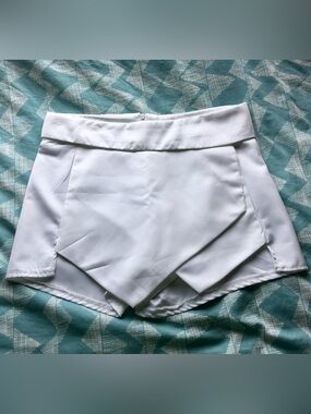 White Overlap Front Skort Shorts